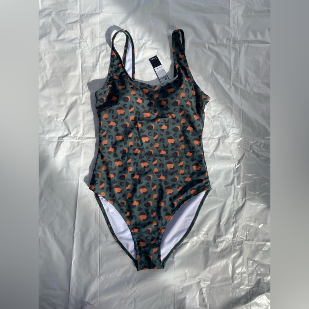 Olive leopard print one piece